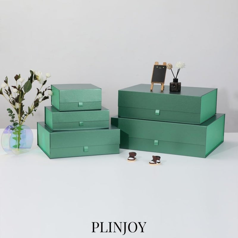 PLINJOY Large Gift Box 13.5x11.8x4.7 Inches, Green Gift Boxes for Presents with Magnetic Closure Lid, Luxury Gift Box Rectangle Collapsible Boxes for Gift Packaging - Image 2